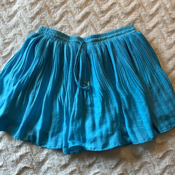 fab'rik Chay Pleated Aqua Teal Blue A-Line Skirt Size Medium - Picture 14 of 14